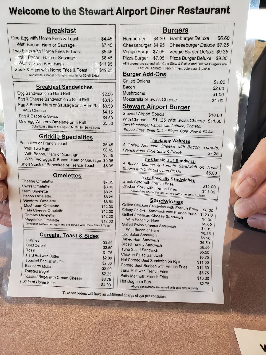 Stewart Airport Diner Menu - Image 2
