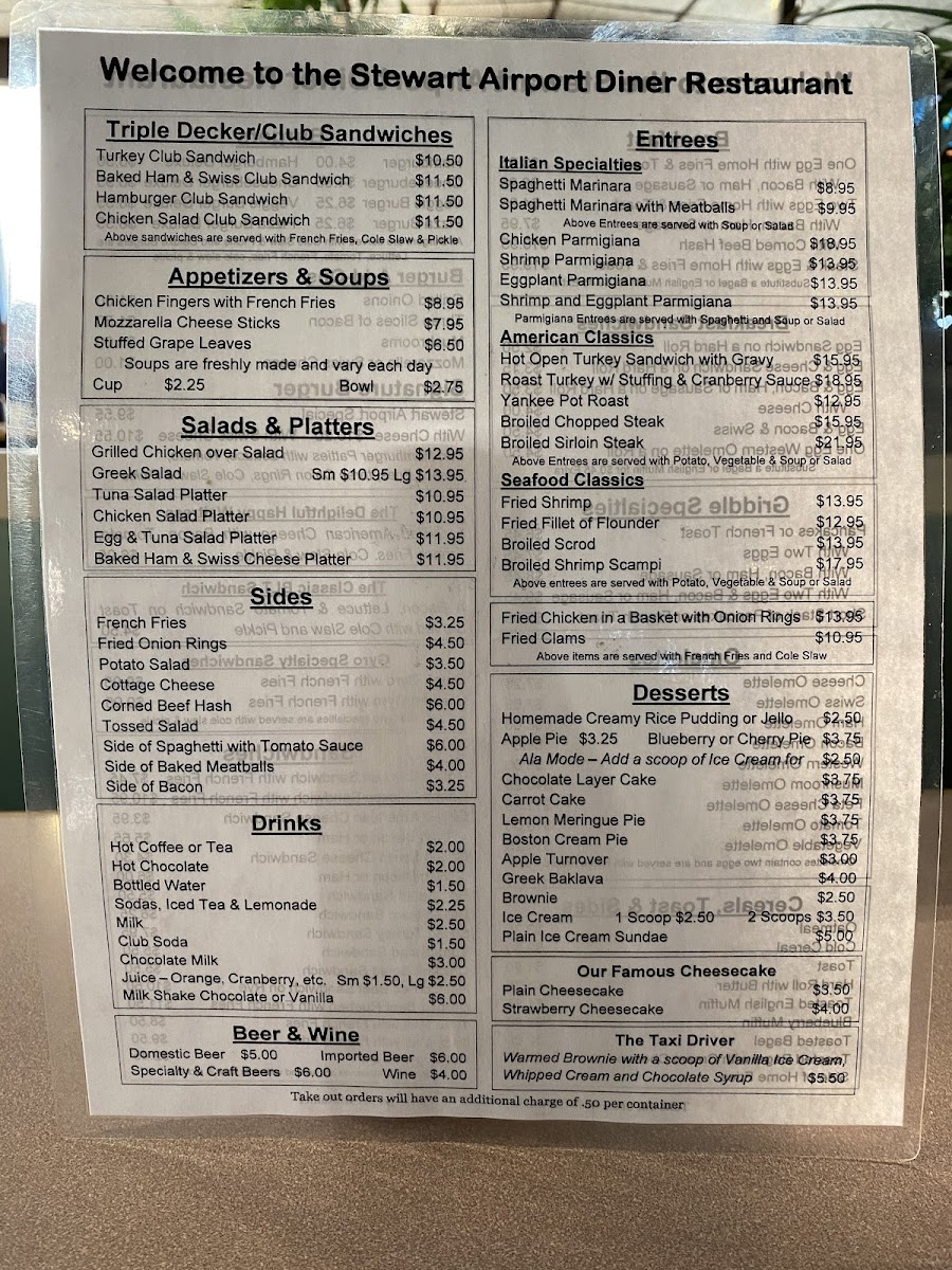 Stewart Airport Diner Menu - Image 3