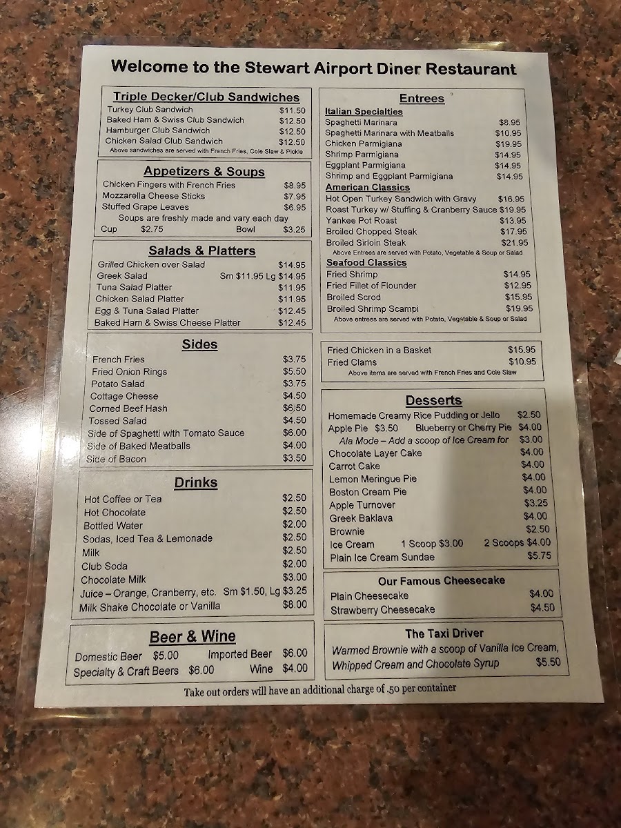 Stewart Airport Diner Menu - Image 4