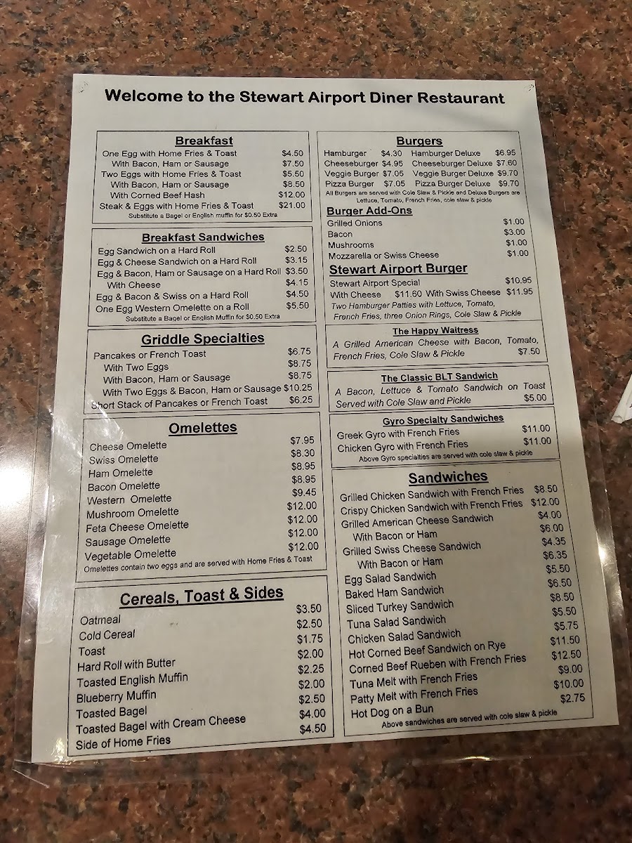 Stewart Airport Diner Menu - Image 5